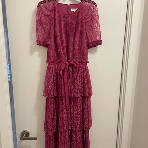 Monique L’Huillier Lace tiered dress
